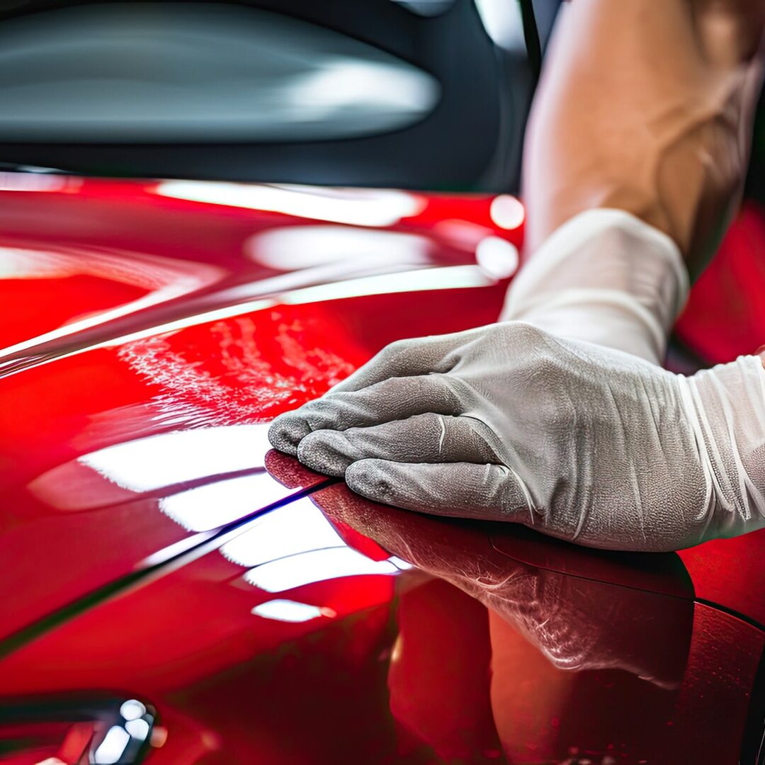 Machine Polishing a red car